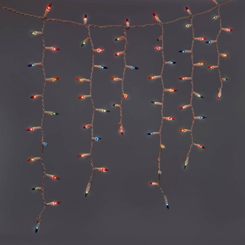 slide 1 of 5, 300ct Christmas High Density Icicle Lights Multicolor with White Wire - Wondershop™, 1 ct