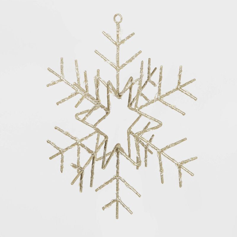 slide 3 of 4, 14" Battery Operated Twinkling Gold Glitter Snowflake LED Christmas Novelty Silhouette Light - Wondershop, 1 ct