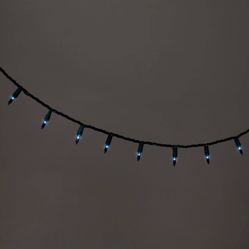 slide 1 of 5, 100ct Incandescent Smooth Mini Christmas String Lights Blue with Green Wire - Wondershop™, 100 ct