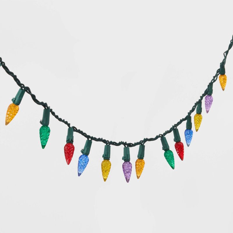 slide 3 of 5, 60ct LED C6 Faceted Christmas String Lights Multicolor with Green Wire - Wondershop™, 60 ct