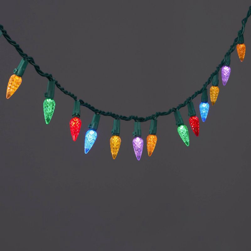 slide 1 of 5, 60ct LED C6 Faceted Christmas String Lights Multicolor with Green Wire - Wondershop™, 60 ct