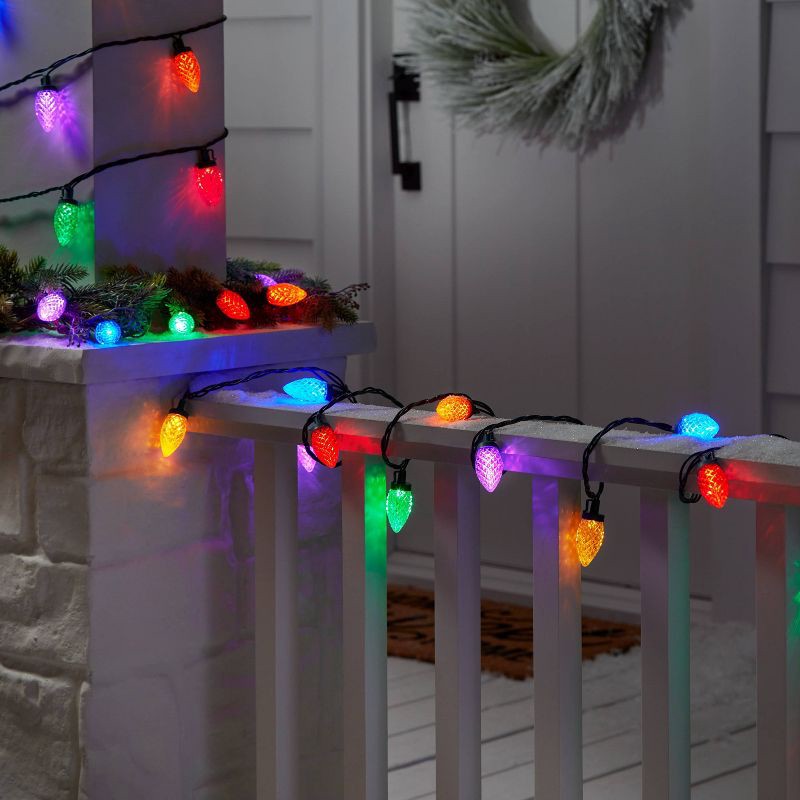 slide 2 of 5, 25ct LED C9 Faceted Christmas String Lights Multicolor with Green Wire - Wondershop™: Indoor/Outdoor Use, UL Listed, 25 ct