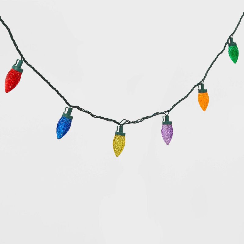 slide 3 of 5, 25ct LED C9 Faceted Christmas String Lights Multicolor with Green Wire - Wondershop™: Indoor/Outdoor Use, UL Listed, 25 ct