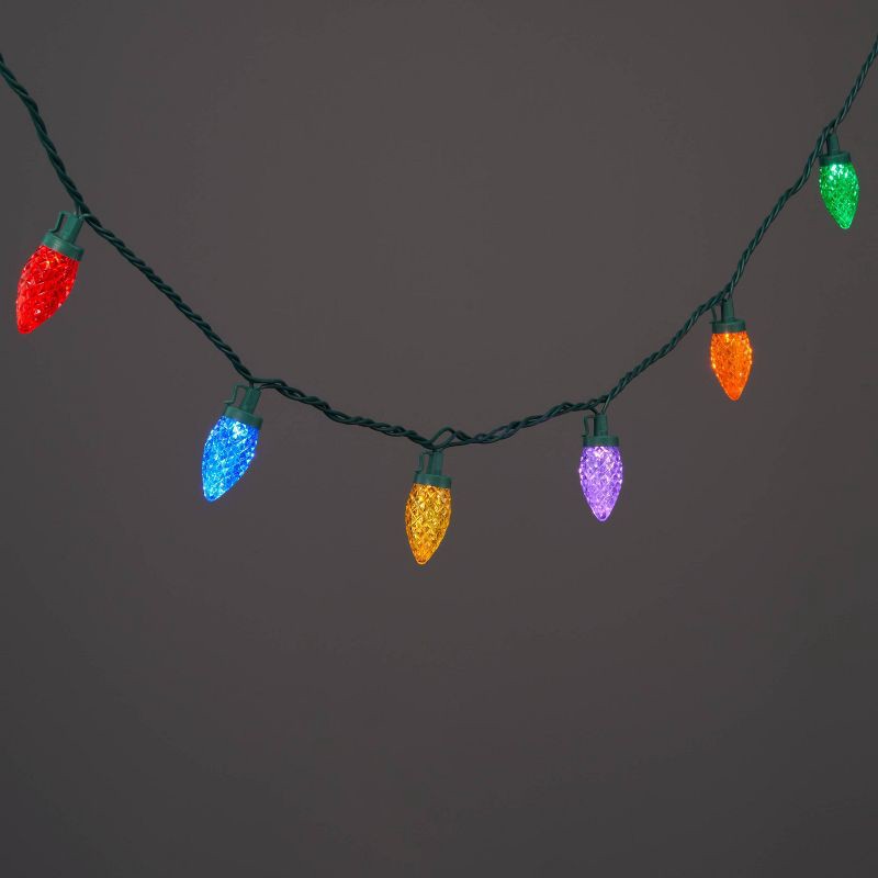 slide 1 of 5, 25ct LED C9 Faceted Christmas String Lights Multicolor with Green Wire - Wondershop™: Indoor/Outdoor Use, UL Listed, 25 ct