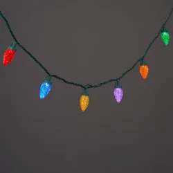 25ct LED C9 Faceted Christmas String Lights Multicolor with Green Wire - Wondershop™: Indoor/Outdoor Use, UL Listed