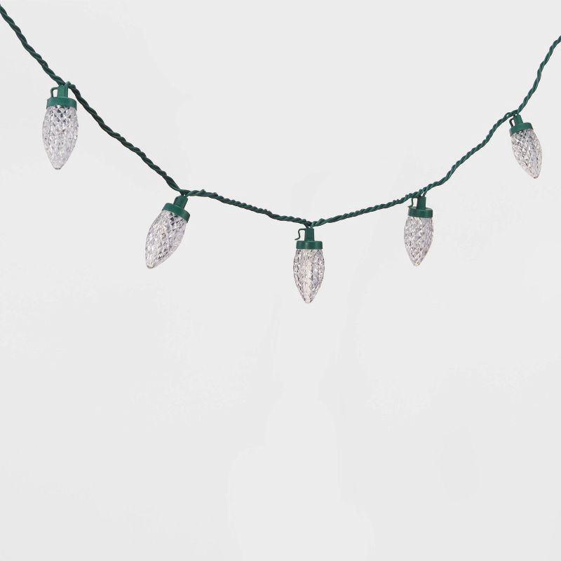 slide 3 of 5, 25ct LED C9 Faceted Christmas String Lights Warm White with Green Wire - Wondershop™: Indoor/Outdoor, UL Listed, Electric, 25 ct