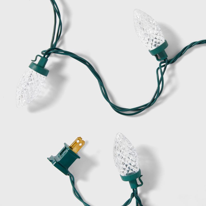 slide 5 of 5, 25ct LED C9 Faceted Christmas String Lights Warm White with Green Wire - Wondershop™: Indoor/Outdoor, UL Listed, Electric, 25 ct