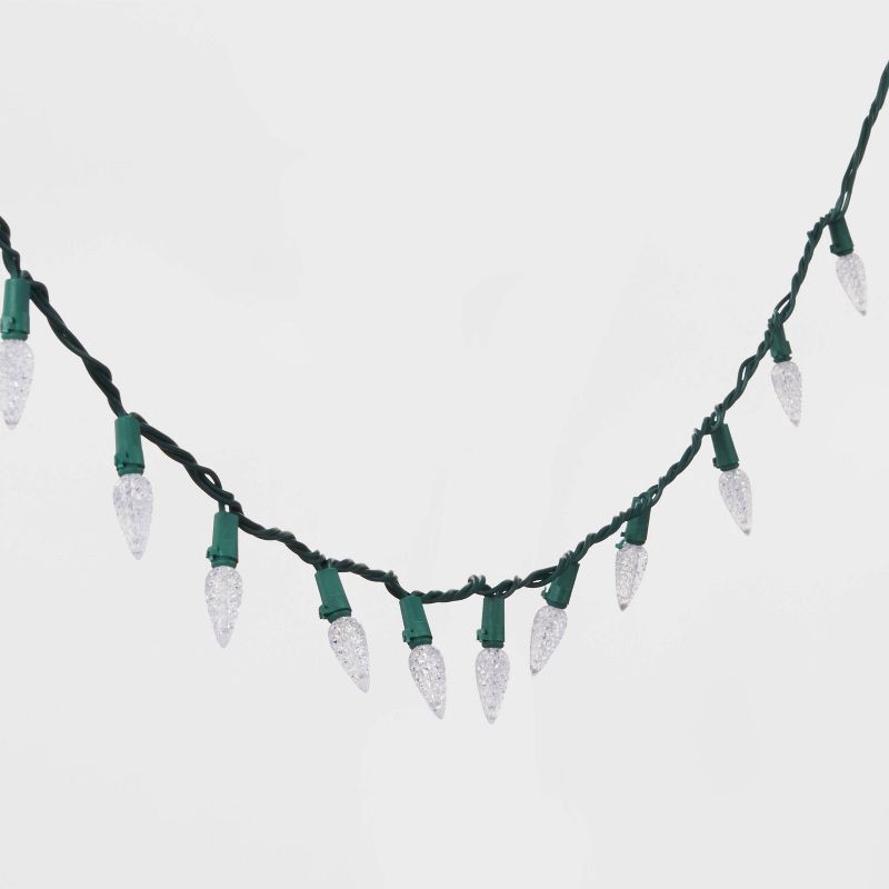 slide 3 of 5, 150ct LED C6 Faceted Christmas String Lights Warm White with Green Wire - Wondershop™: Indoor/Outdoor, UL Listed, Electric, 150 ct