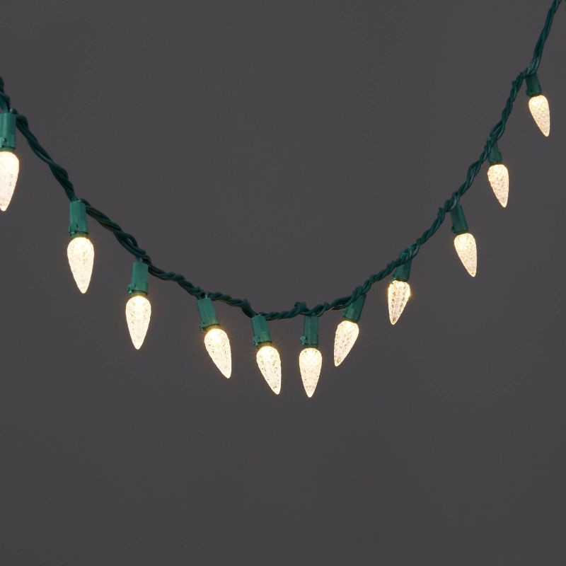 slide 1 of 5, 150ct LED C6 Faceted Christmas String Lights Warm White with Green Wire - Wondershop™: Indoor/Outdoor, UL Listed, Electric, 150 ct
