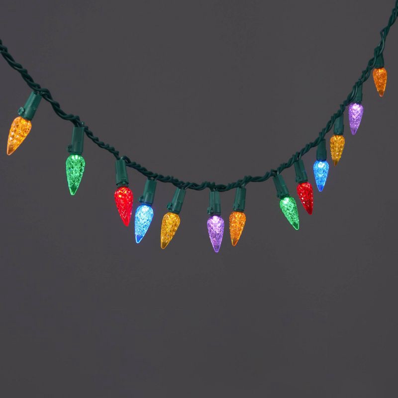 slide 1 of 5, 150ct LED C6 Faceted Christmas String Lights Spool Multicolor with Green Wire - Wondershop™, 150 ct
