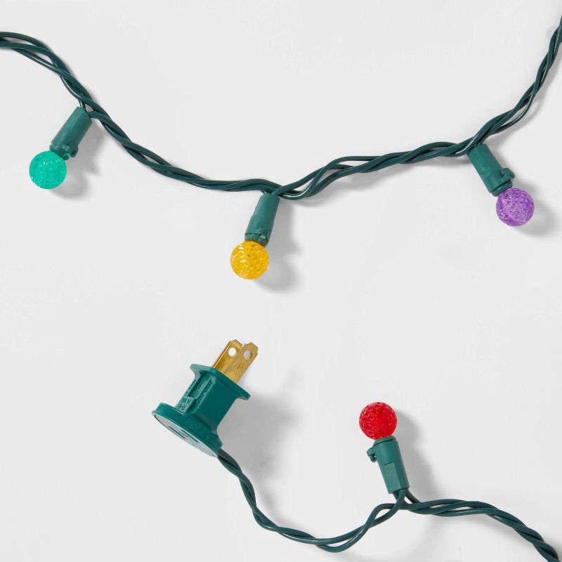 slide 4 of 4, 60ct LED Faceted Sphere Christmas String Lights Multicolor with Green Wire - Wondershop™, 60 ct