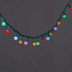 60ct LED Faceted Sphere Christmas String Lights Multicolor with Green Wire - Wondershop™