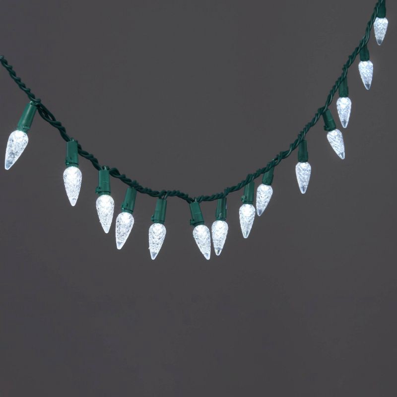 slide 1 of 5, 60ct LED C6 Faceted Christmas String Lights Cool White with Green Wire - Wondershop™: Indoor/Outdoor, UL Listed, Connectable, 60 ct