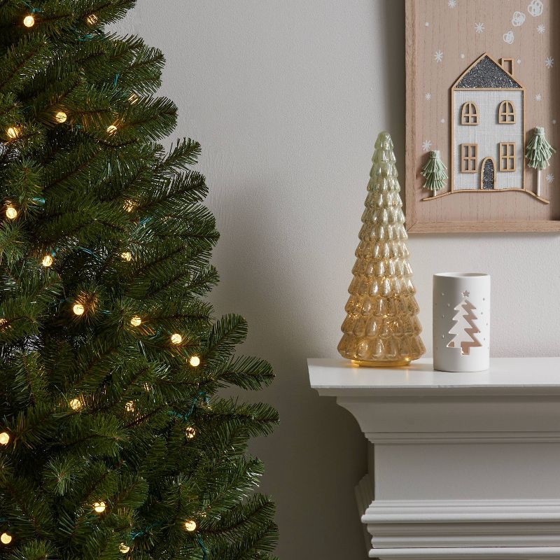 slide 2 of 5, 150ct LED Faceted Sphere Christmas String Lights Spool Warm White with Green Wire - Wondershop™: Indoor/Outdoor Holiday Decor, 150 ct