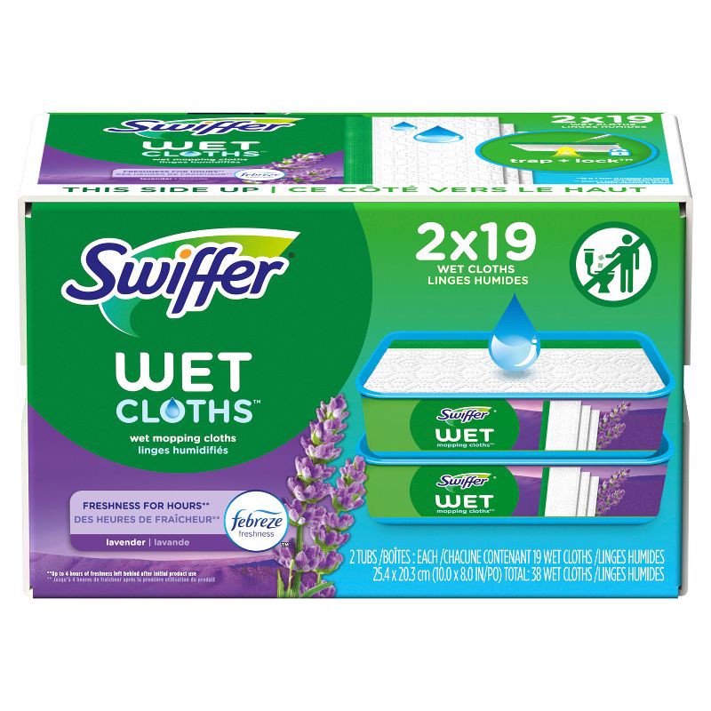 slide 2 of 10, Swiffer Sweeper Wet Mopping Cloth - Lavender - 38ct, 38 ct