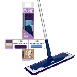 Bona Pet Floor Mop Starter Kit - 2 in 1 Wet + Dry Floor Sweeping + Mopping - 1 Mop, 1 Reusable Sweeping Pad, 1 Reusable Mopping Pad