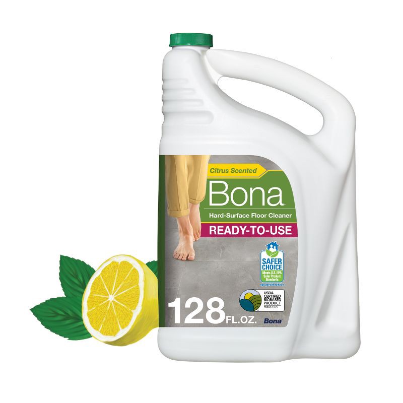 slide 1 of 8, Bona Lemon Mint Cleaning Products Multi-Surface Cleaner Spray + Mop All Purpose Floor Cleaner - 128oz, 128 oz