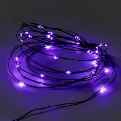 30ct LED Halloween Dewdrop Fairy String Lights Purple - Hyde & EEK! Boutique™: Battery-Operated, Indoor Use