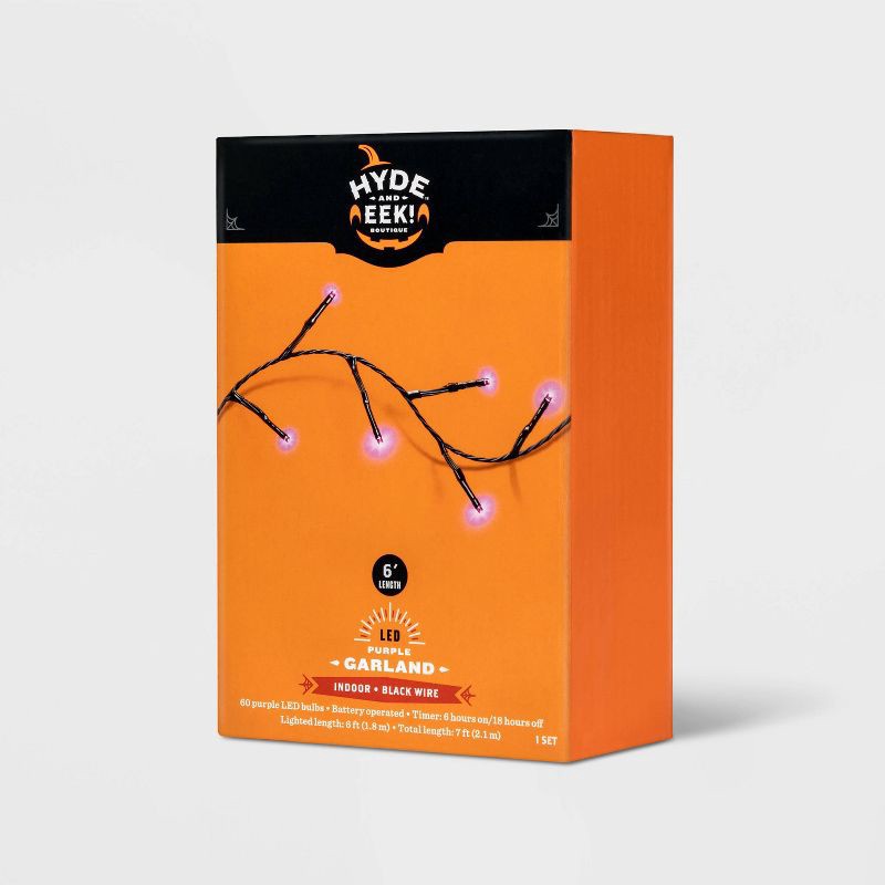 slide 4 of 5, 60ct LED Dewdrop Halloween Fairy String Lights Garland Purple - Hyde and EEK! Boutique™, 60 ct