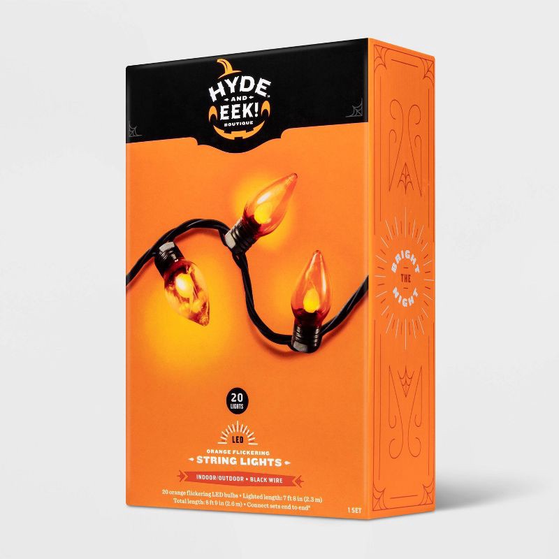 slide 4 of 5, 20ct LED Halloween String Lights Orange Flicker - Hyde & EEK! Boutique™: Twinkling C7 Bulbs, Indoor/Outdoor Use, 20 ct