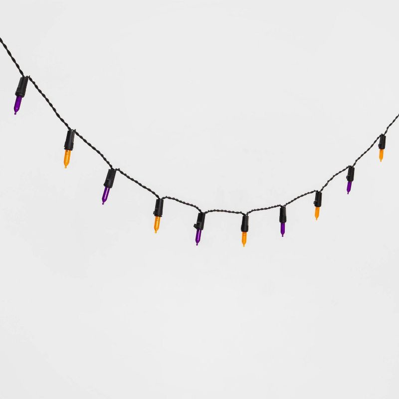 slide 3 of 5, 60ct LED Battery Operated Halloween String Lights Orange/Purple - Hyde & EEK! Boutique™, 60 ct