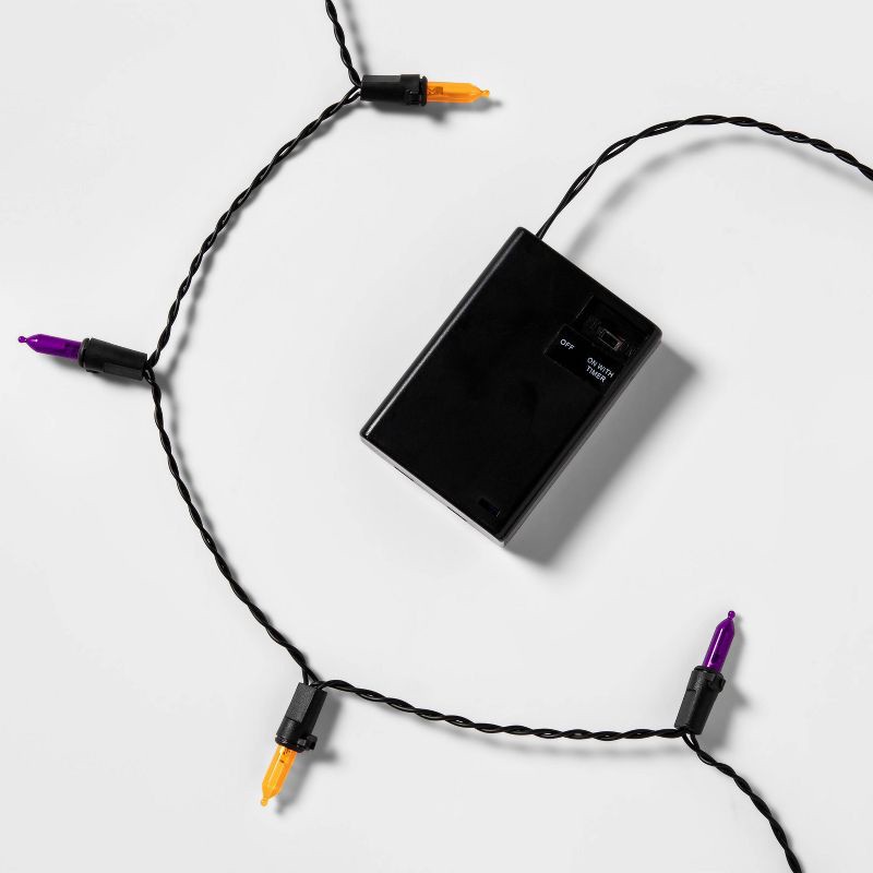 slide 5 of 5, 60ct LED Battery Operated Halloween String Lights Orange/Purple - Hyde & EEK! Boutique™, 60 ct