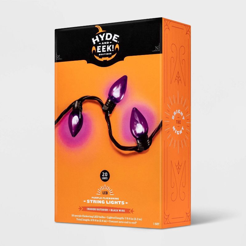 slide 4 of 5, 20ct LED Halloween String Lights Purple Flicker - Hyde & EEK! Boutique™, 20 ct