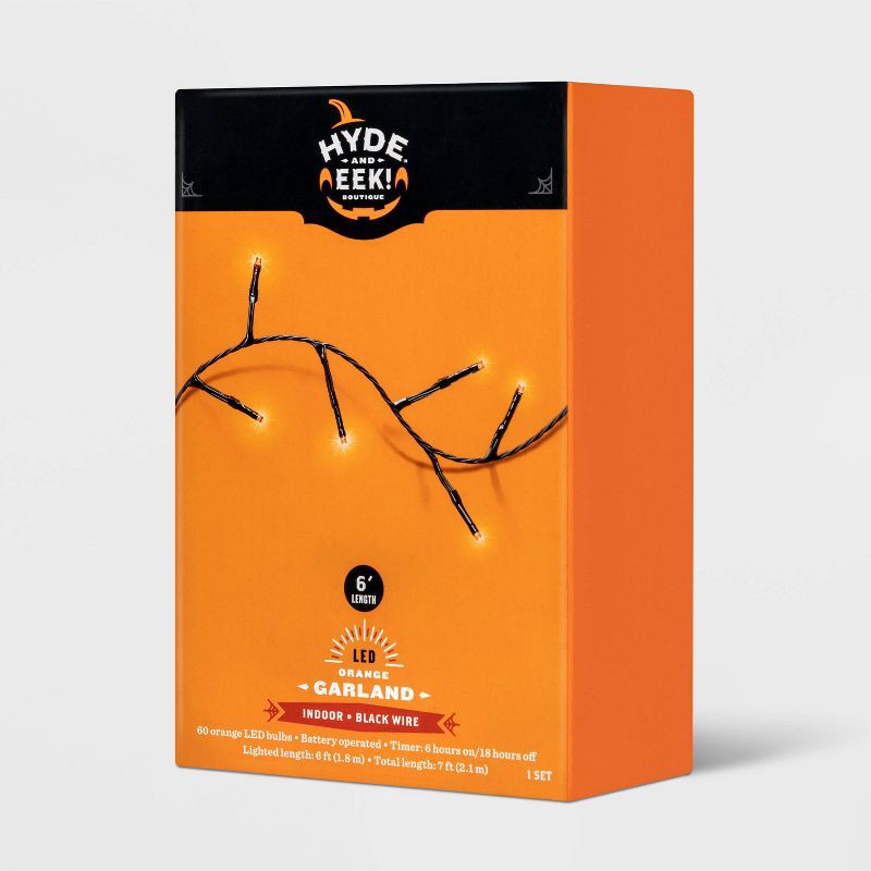 slide 4 of 5, 60ct LED Dewdrop Halloween Fairy String Lights Garland Orange - Hyde and EEK! Boutique™, 60 ct