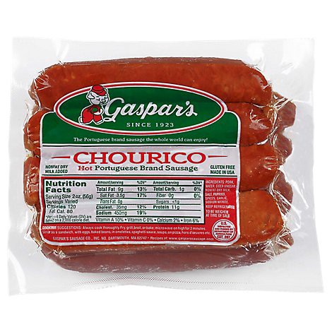 slide 1 of 1, Gaspars Chourico Franks - 0.5 Lb, per lb