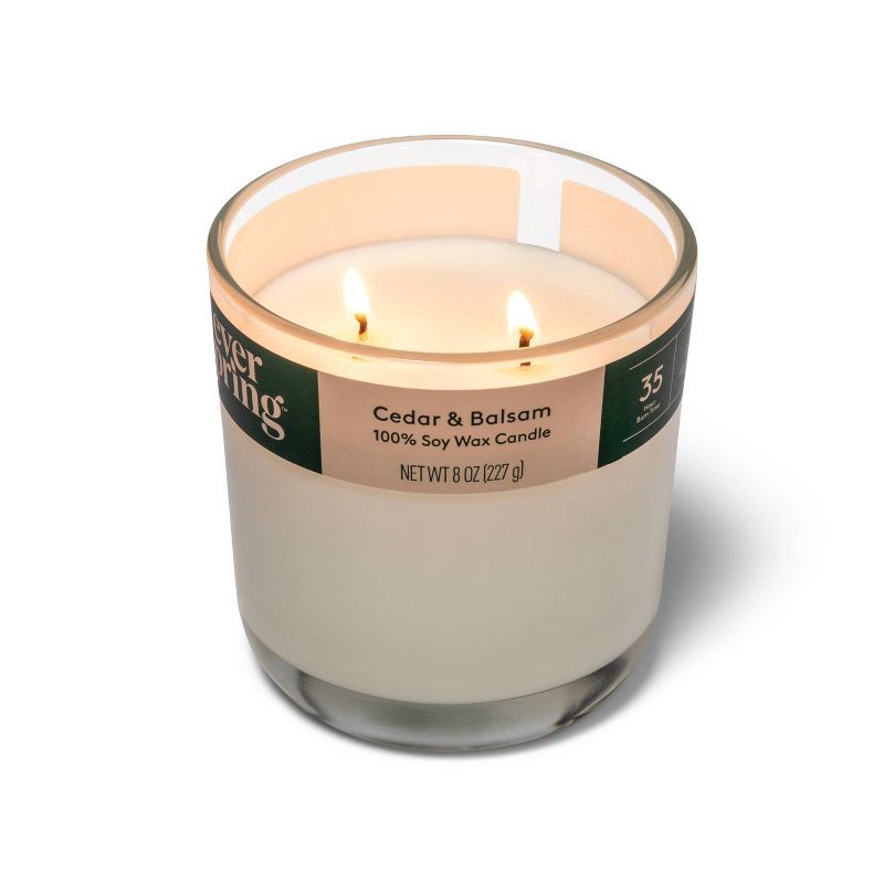 slide 2 of 3, 2-Wick Cedar & Balsam 100% Soy Wax Candle - 8oz - Everspring™, 8 oz