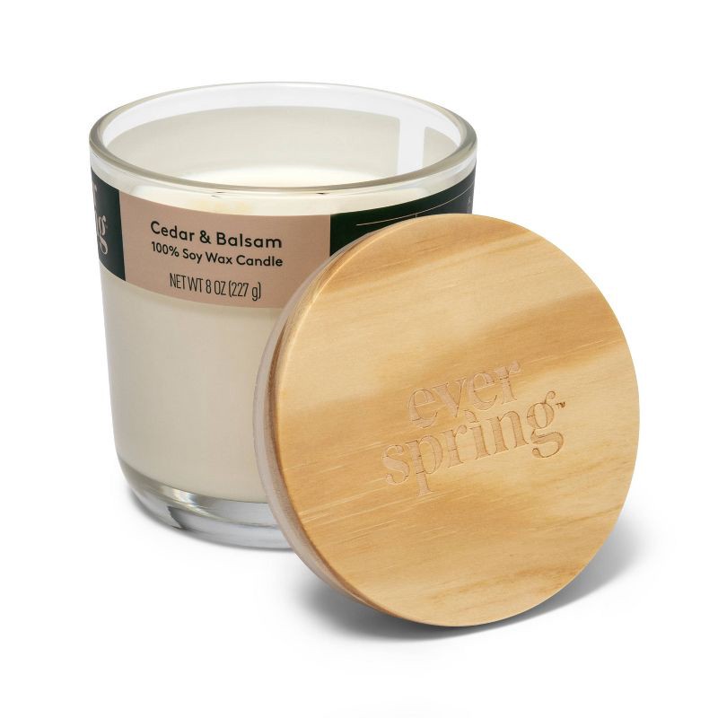 slide 3 of 3, 2-Wick Cedar & Balsam 100% Soy Wax Candle - 8oz - Everspring™, 8 oz