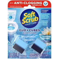 Soft Scrub Sapphire Waters Duo-Cubes In-Tank Toilet Cleaner - 2ct: Blister Pack, Cleaners And Disinfectants, Ceramic Application