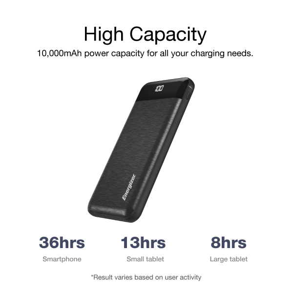 slide 2 of 7, Energizer 10000Mah Power Bank Charger, Black, Ue10058, 1 ct