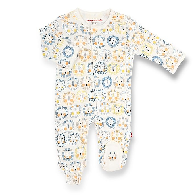 slide 1 of 1, Magnetic Me by Magnificent Baby Preemie Mane Event Magnetic Footie - White/Blue, 1 ct