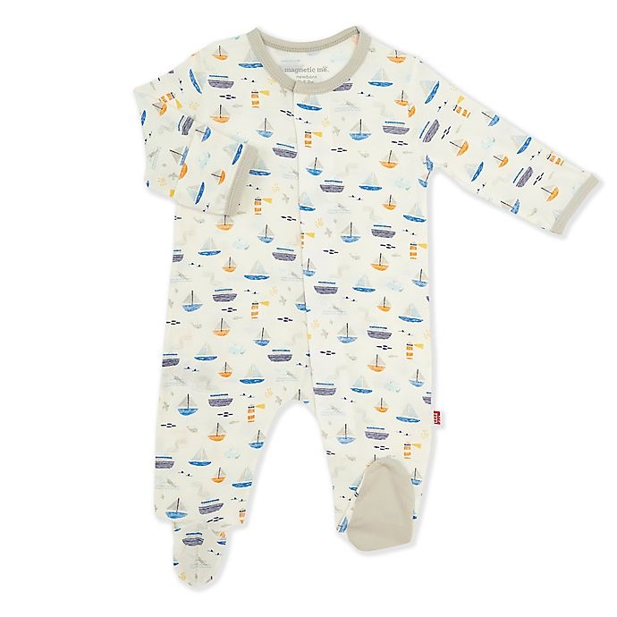 slide 1 of 1, Magnetic Me by Magnificent Baby Preemie Monterey Bay Magnetic Footie - Grey, 1 ct