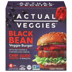 Actual Veggies Black Bean Veggie Burger with Red Pepper & Caramelized Onion 4 - 3 oz Patties