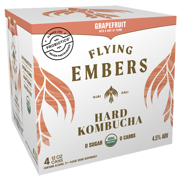 slide 1 of 1, Flying Embers Grapefruit Thyme Hard Kombucha, 64 fl oz