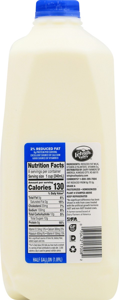 slide 5 of 9, Lehigh Valley Dairy Farms 2% Reduced Fat Milk 0.5 gal, 64.1 ct