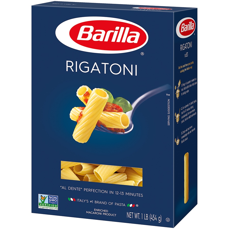 slide 3 of 8, Barilla Rigatoni Pasta, 16 oz