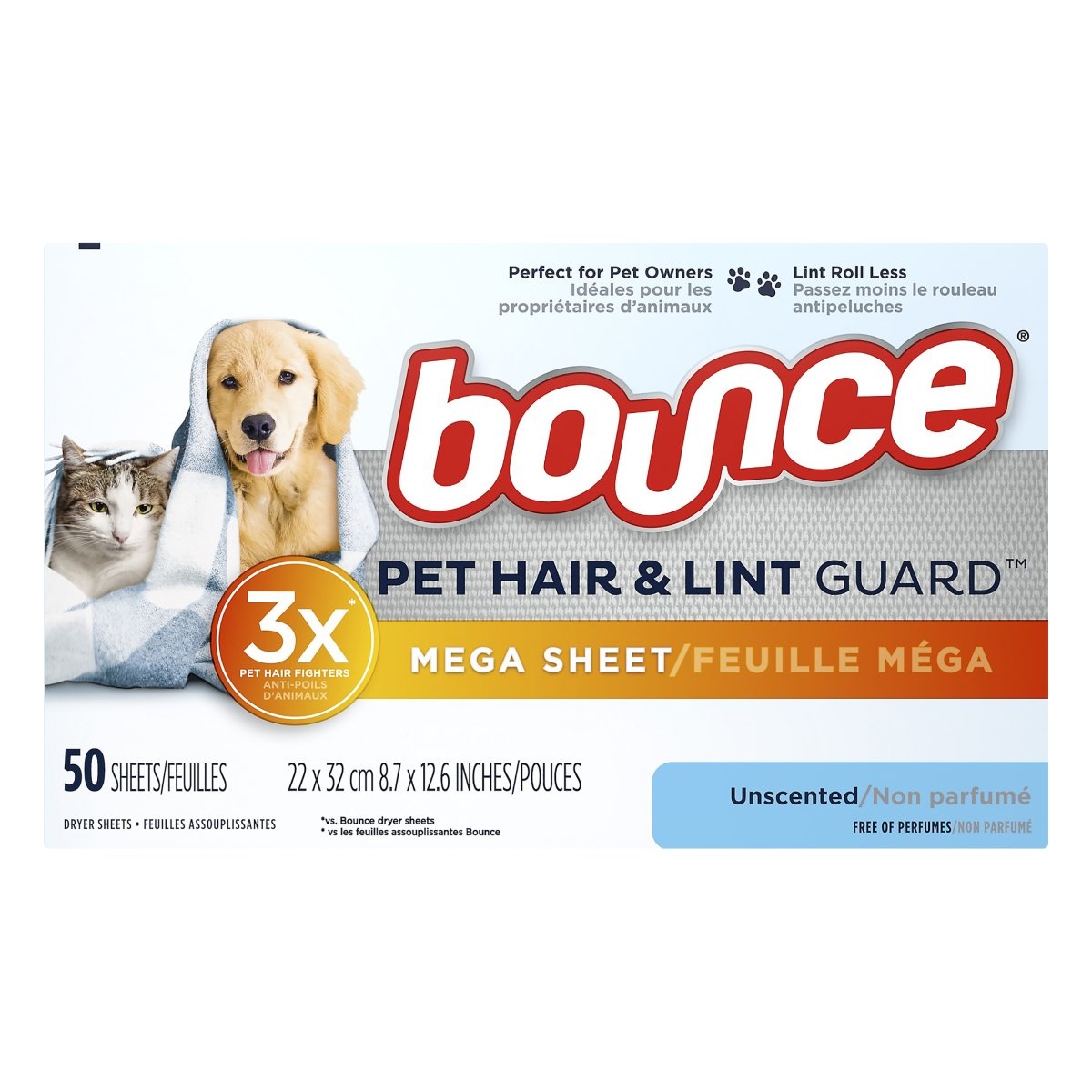 slide 1 of 1, Bounce Pet Hair & Lint Guard Dryer Sheets, 1 ct