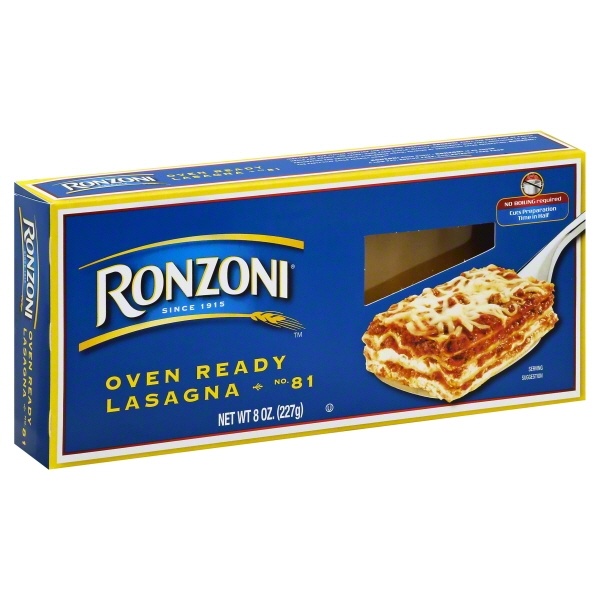 slide 1 of 1, Ronzoni Oven Ready Lasagna Pasta, 8 oz