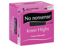 No Nonsense Knee Highs Size One Black Sheer Toe
