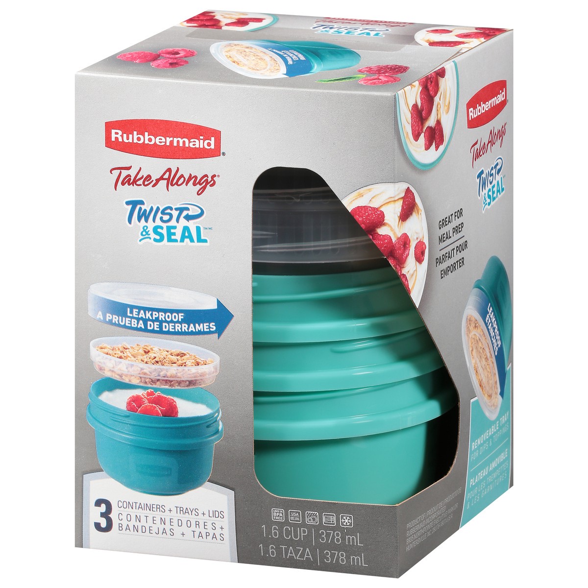 slide 3 of 9, Rubbermaid Take Alongs Twist & Seal Leak Proof Food Storage Containers, 3 ct