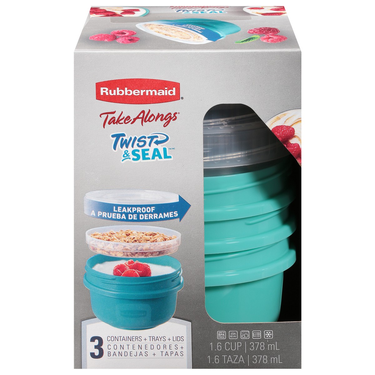 Rubbermaid Take Alongs Twist & Seal Containers, Trays & Lids 2 Ea