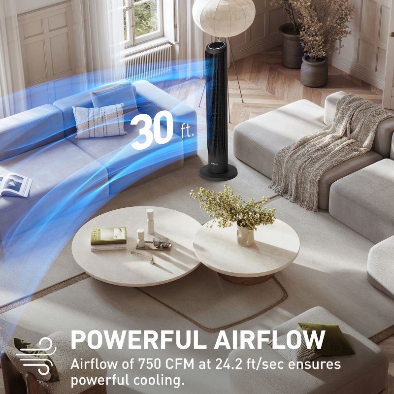 slide 2 of 11, Holmes 37" Whisper Force Tower Oscillating Fan with Clean Breeze, 1 ct