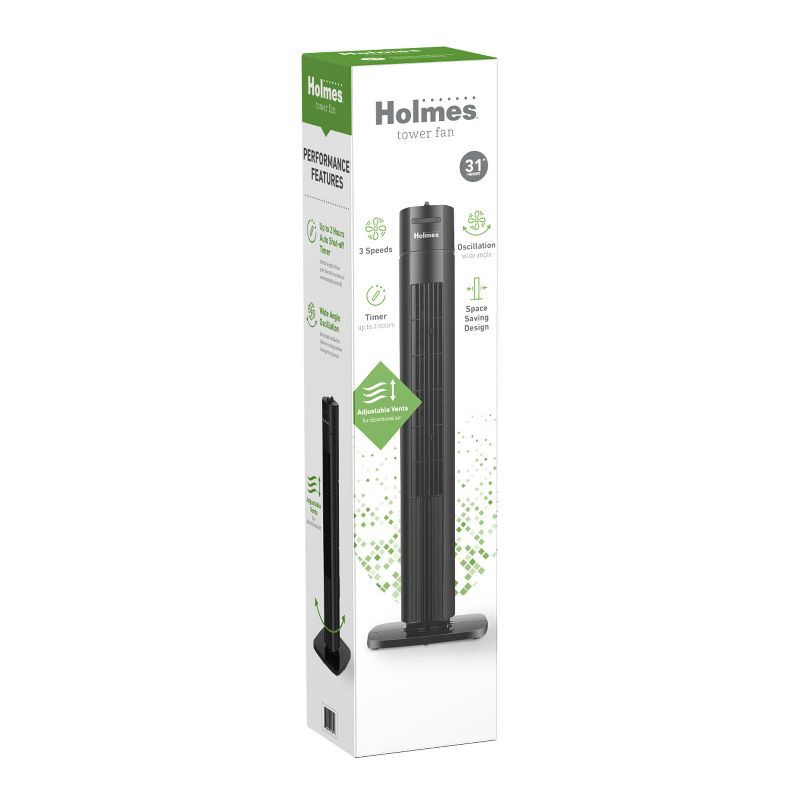 slide 2 of 12, Holmes 31" Manual Tower Oscillating Fan Black, 1 ct