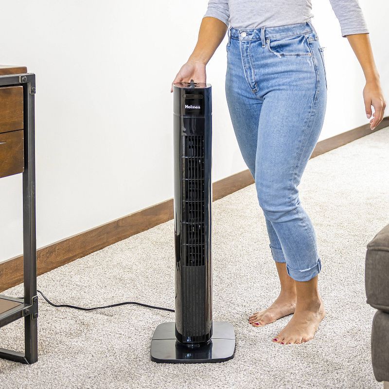 slide 4 of 12, Holmes 31" Manual Tower Oscillating Fan Black, 1 ct