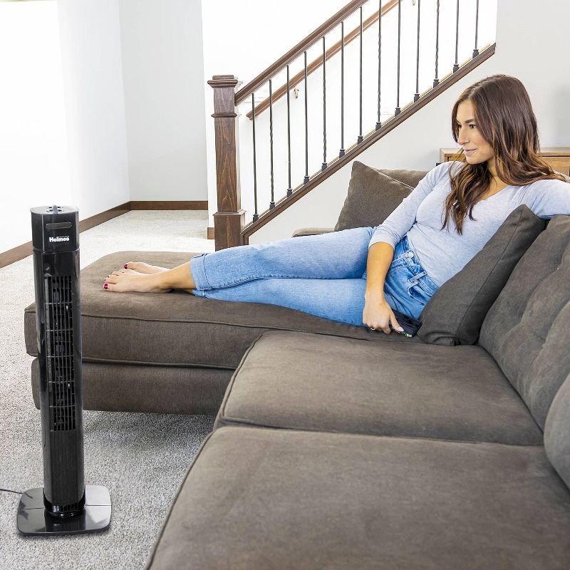 slide 5 of 12, Holmes 31" Manual Tower Oscillating Fan Black, 1 ct
