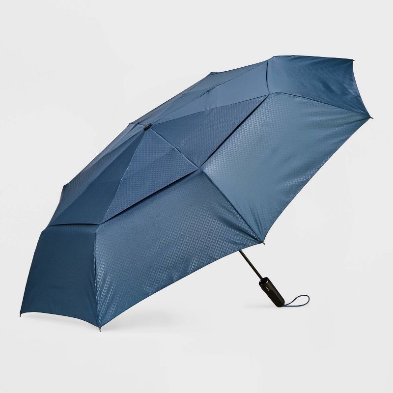 slide 1 of 4, ShedRain JUMBO Auto Open Auto Close Compact Umbrella - Gray: Telescoping Shaft, Geometric Pattern, 54" Span, 1 ct