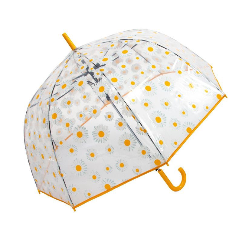 slide 3 of 6, ShedRain Bubble Daisy Bell Bubble Umbrella - Clear: Auto-Open, Plastic Handle, Floral Botanical Pattern, 52" Span, 1 ct